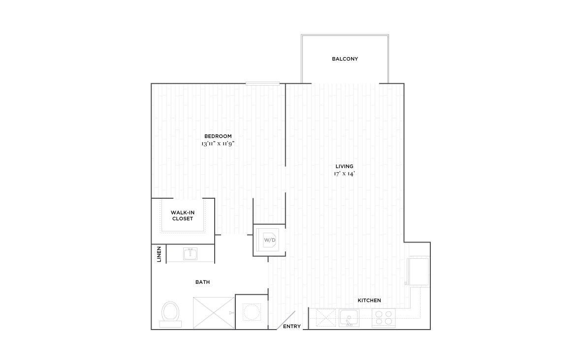 B6 - 1 bedroom floorplan layout with 1 bath and 756 square feet. (2D)