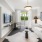 bedroom with a large window and modern decor