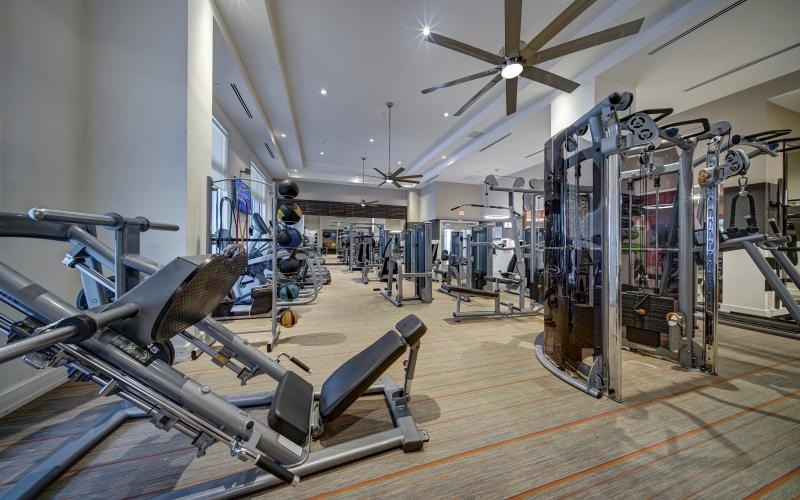 a gym with exercise equipment